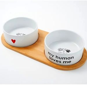 🐾 "MY HUMAN LOVES ME" Pet Food Bowls/Bamboo Tray